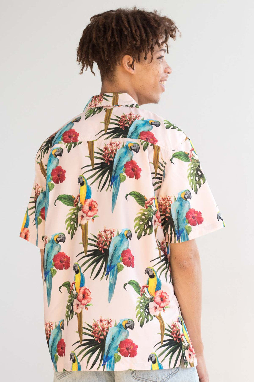 Hibiscus Parrot Hawaiian Shirt