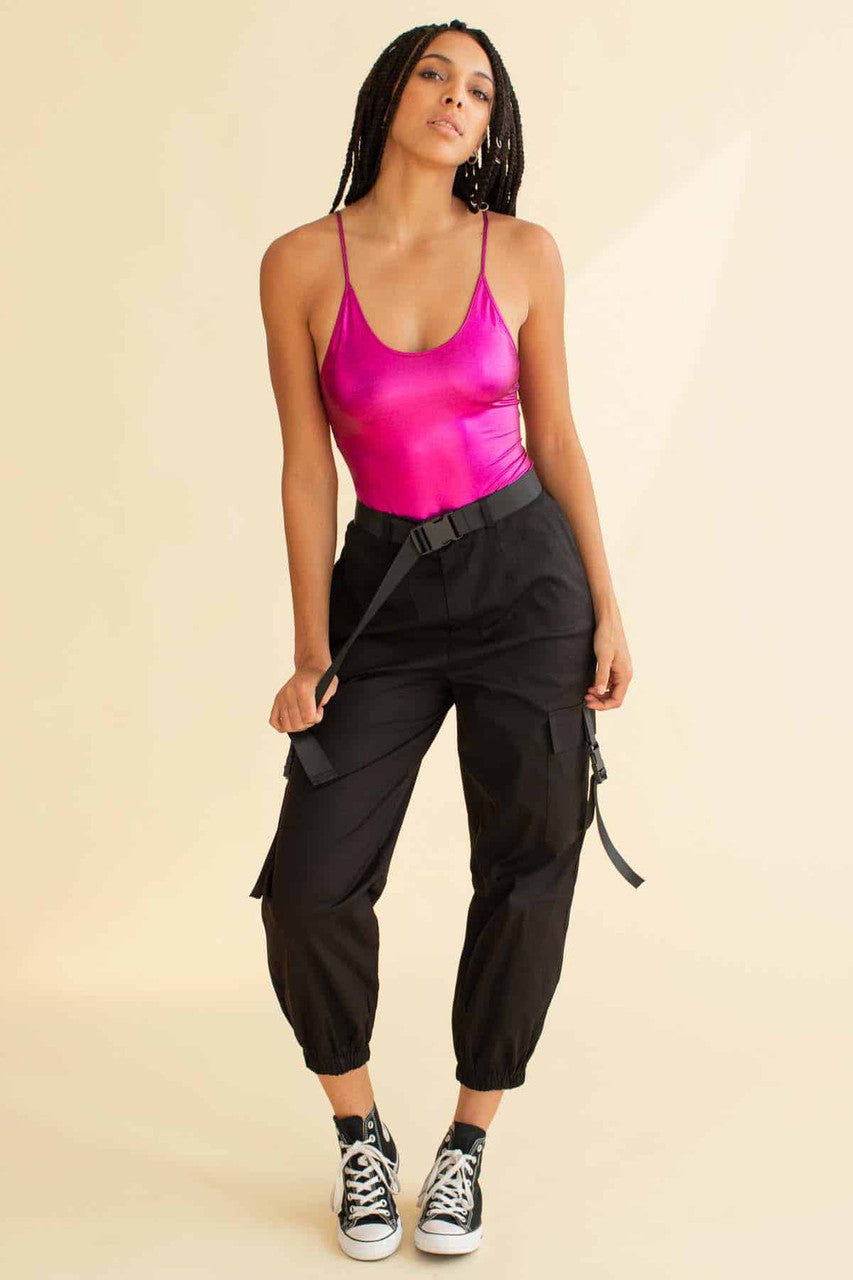 Fuchsia Holographic Cami Bodysuit
