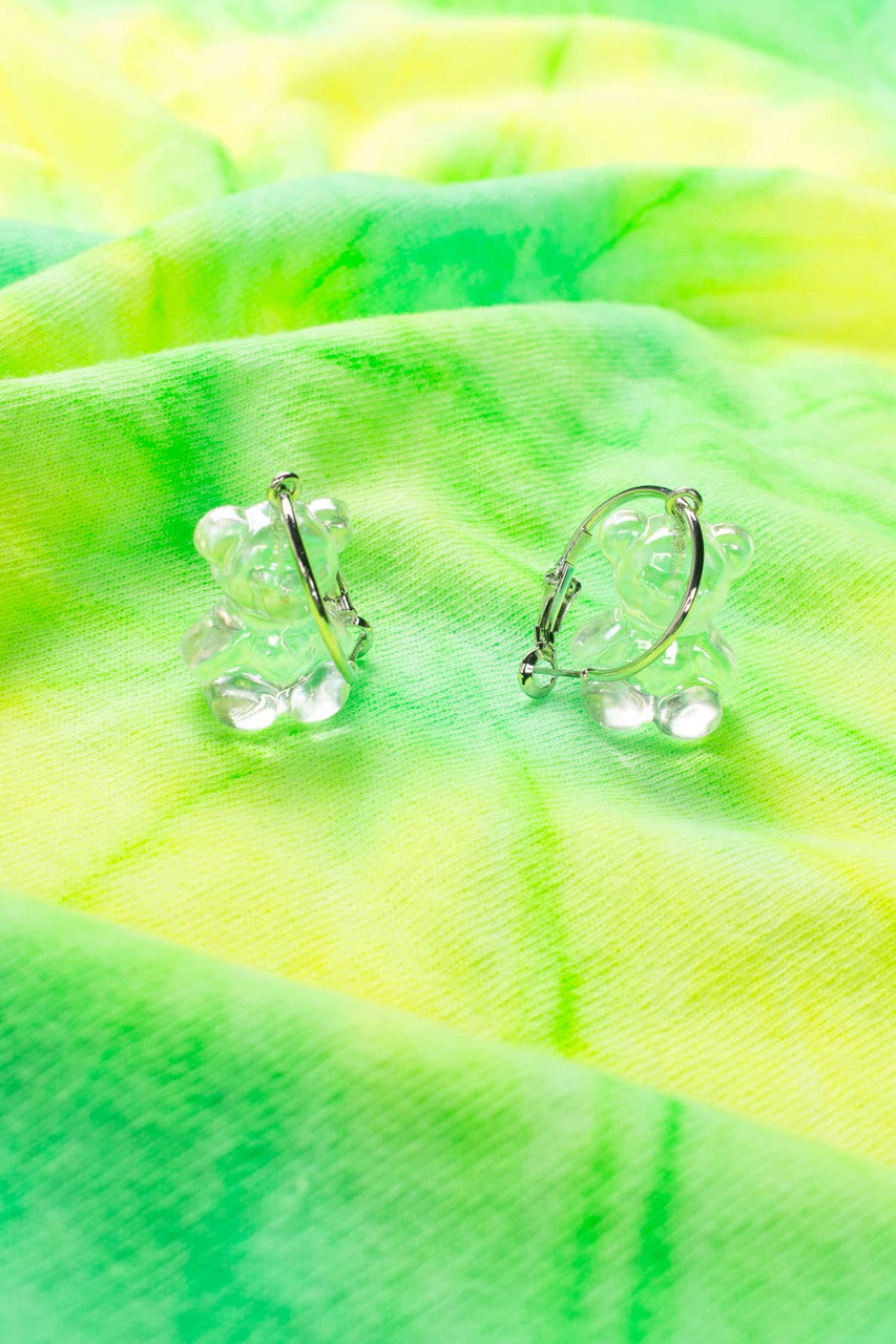 Holographic Gummy Bear Charm Hoop Earrings