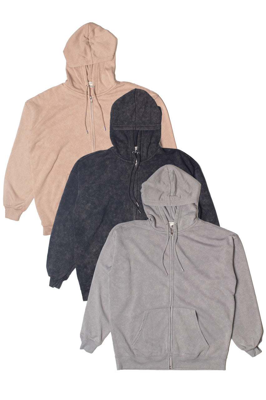 Stone Wash Oversized Zip Up Hoodie