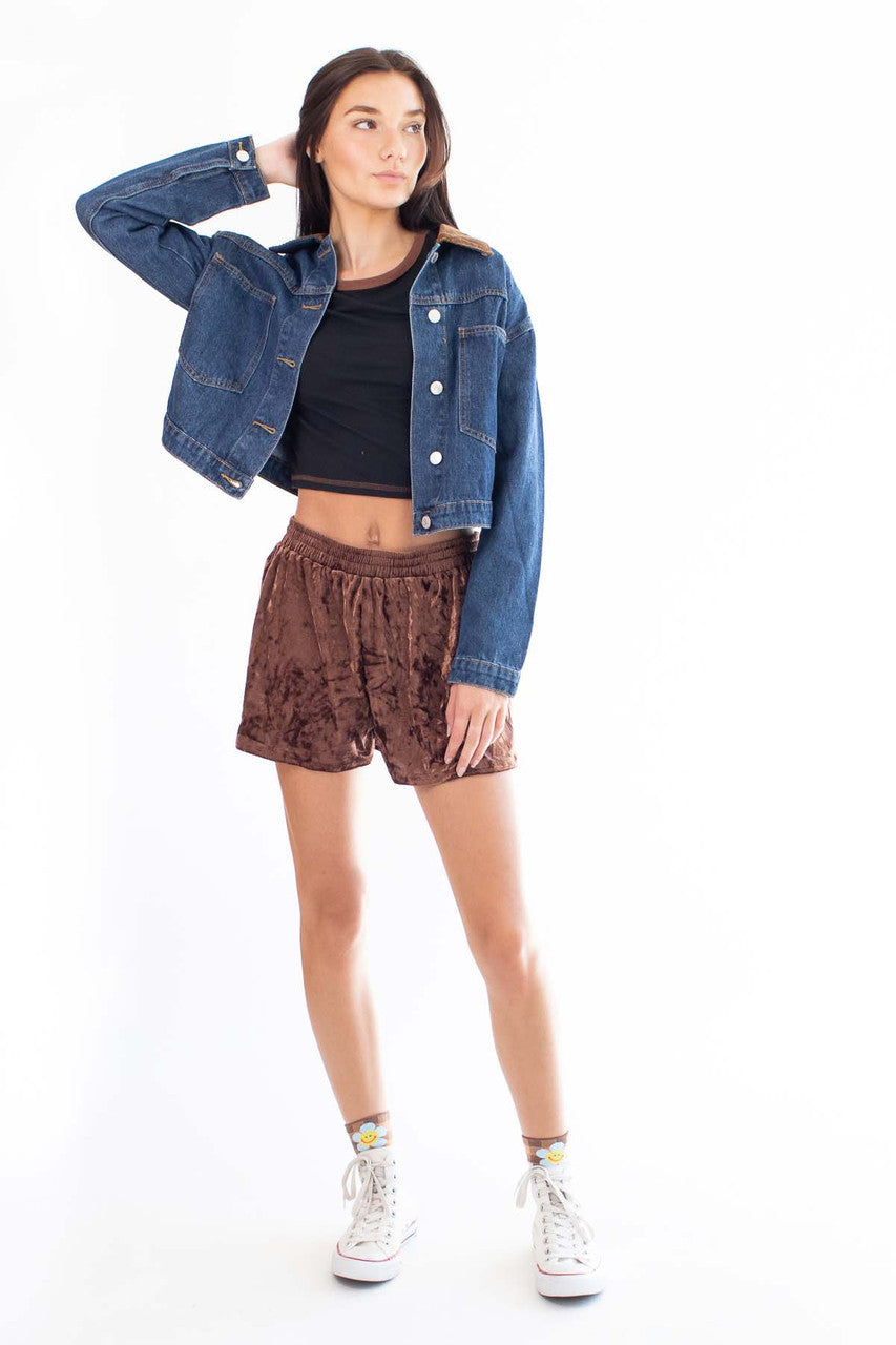 Hot Chocolate Crushed Velvet Shorts