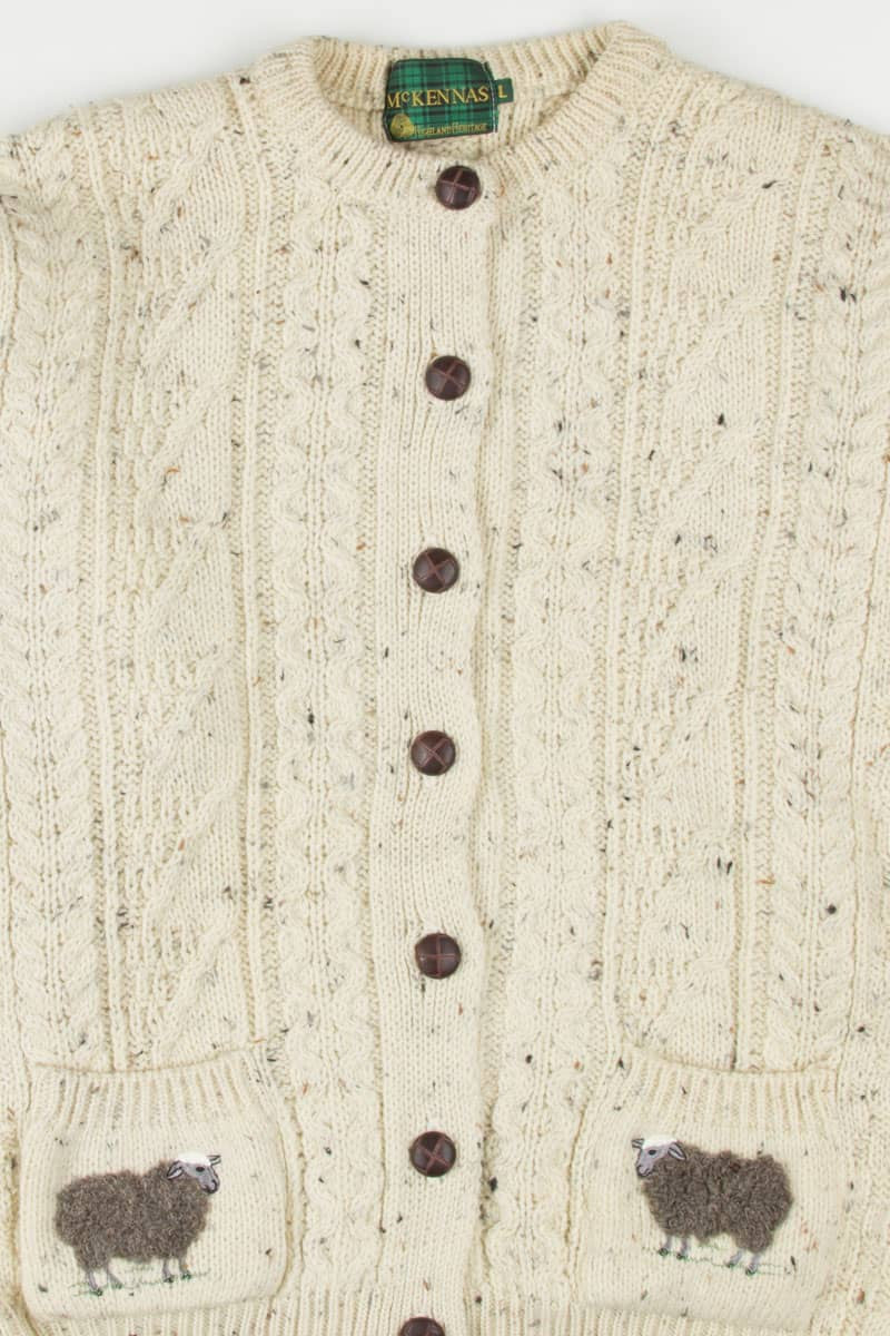 Sheep Embroidered Fisherman Cardigan 646