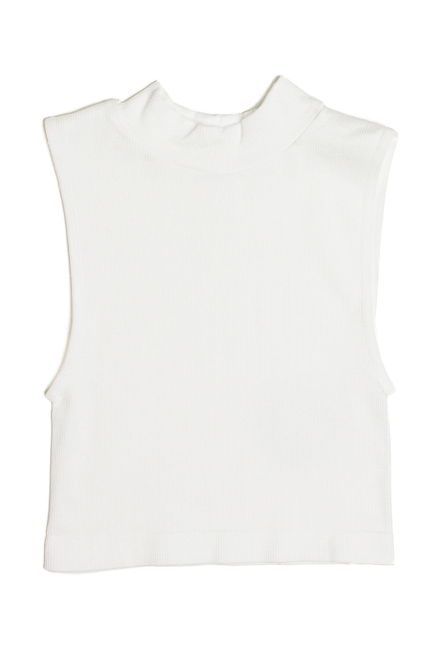 White Mock Neck Crop Tank