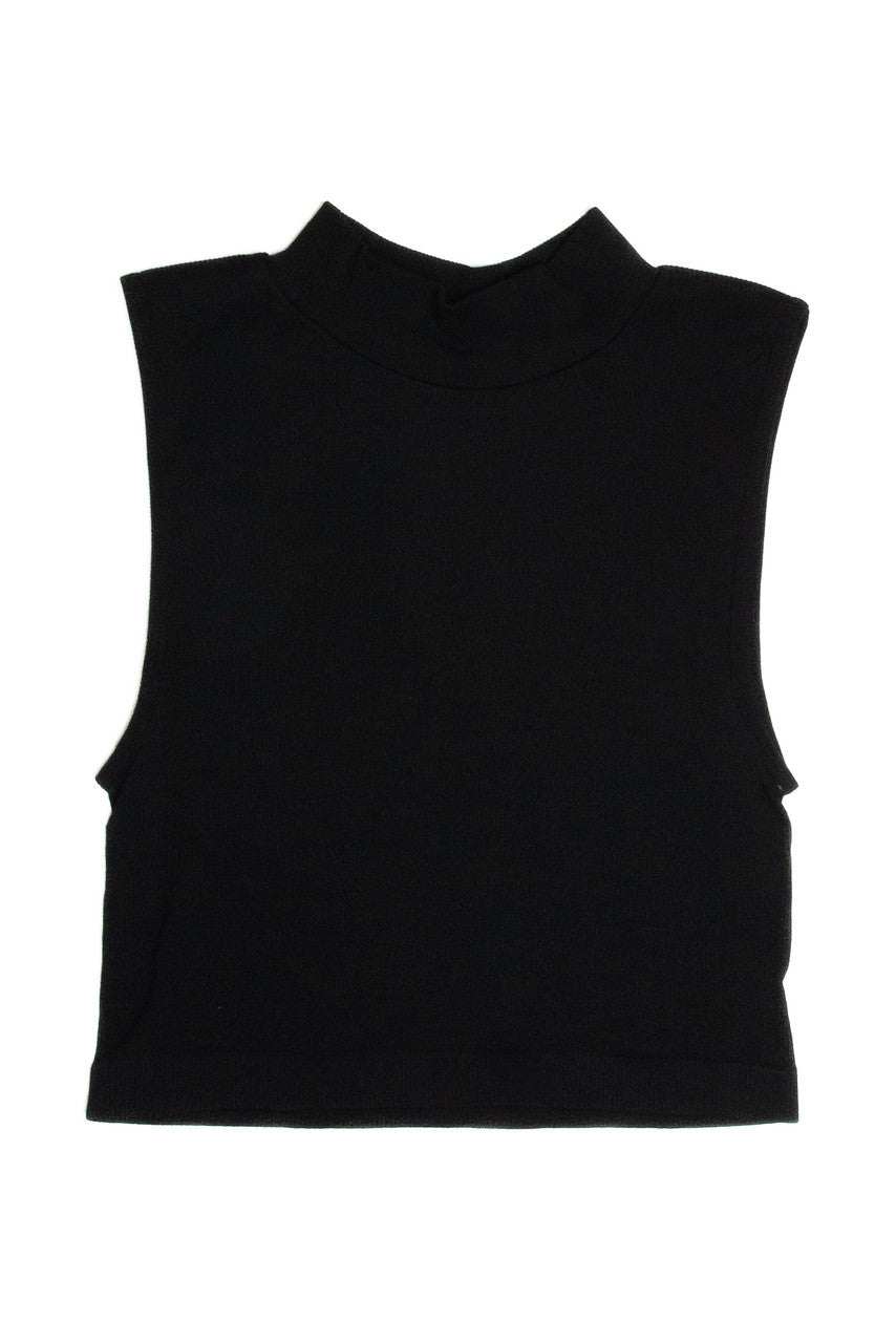 Black Mock Neck Crop Tank