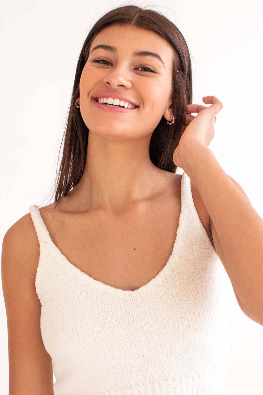 Ivory Chenille Tank & Shorts Set