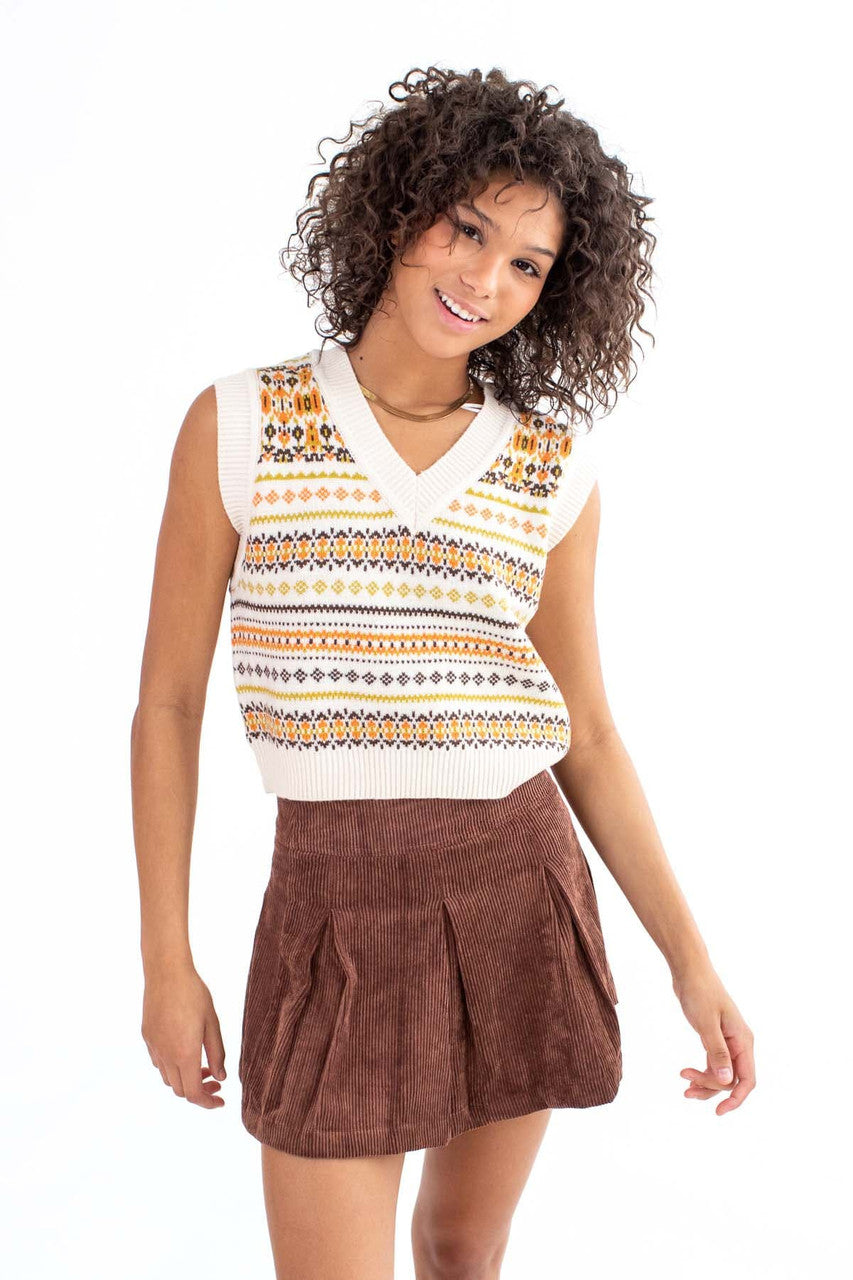 Ivory Fair Isle Sweater Vest