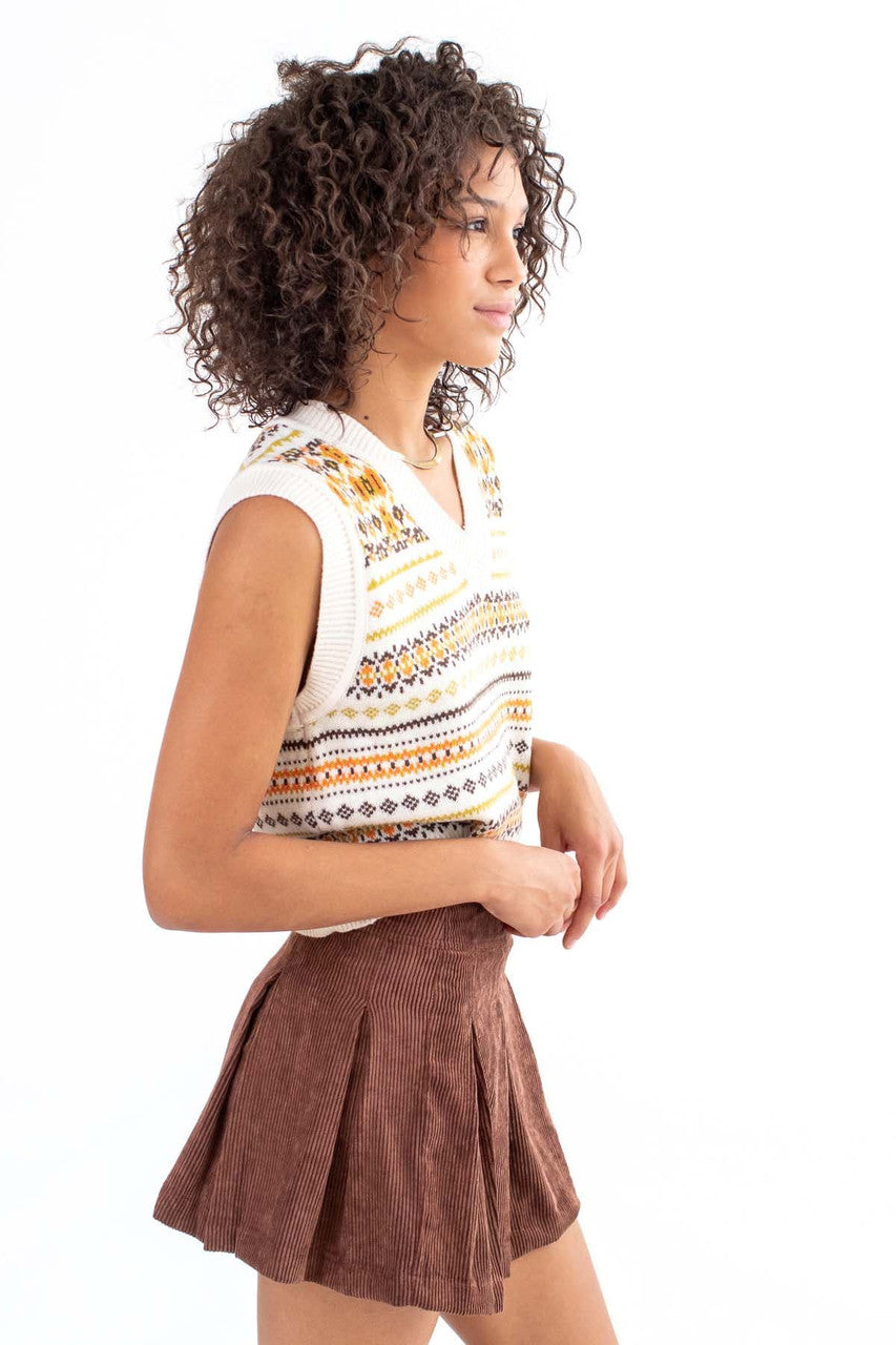 Ivory Fair Isle Sweater Vest