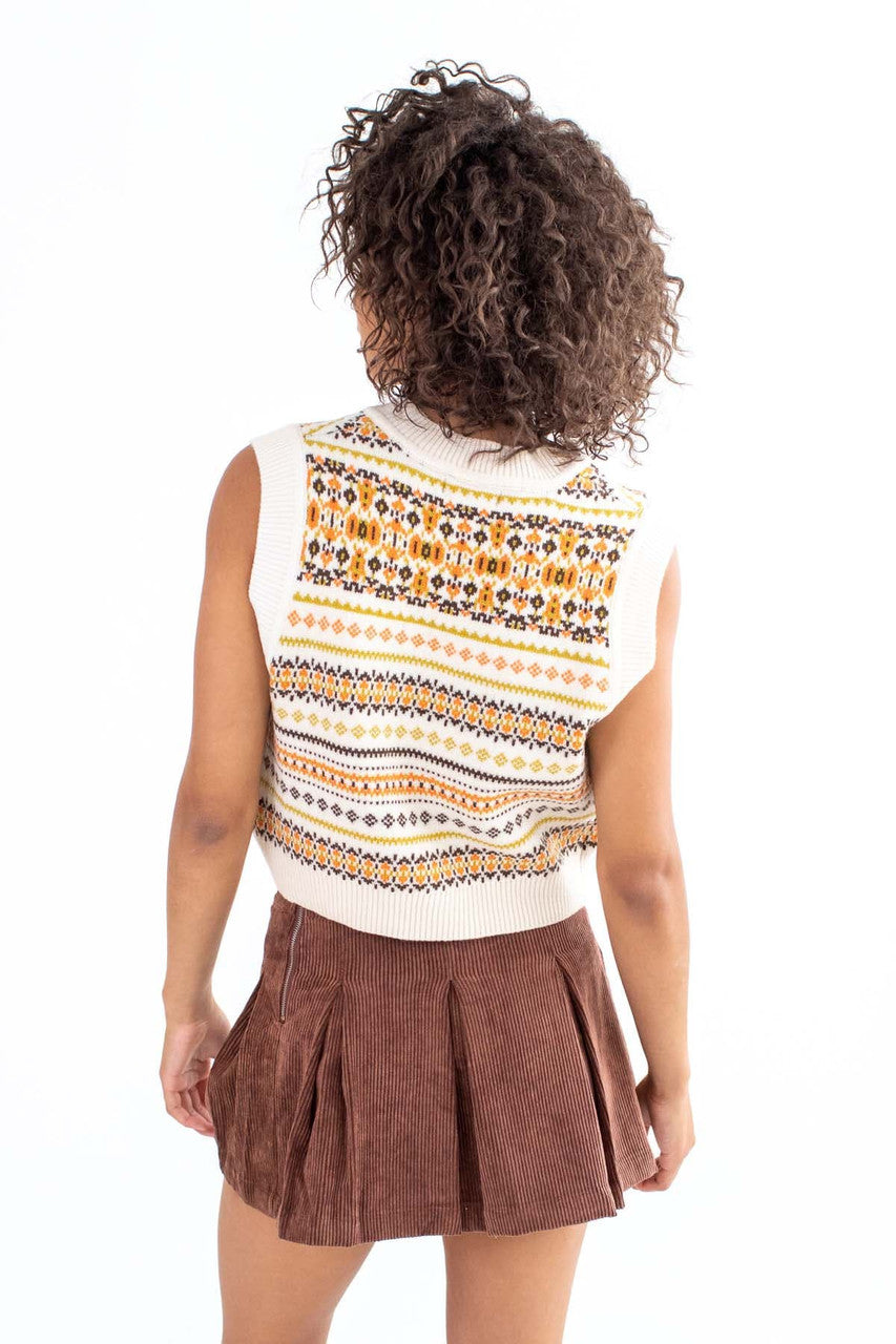 Ivory Fair Isle Sweater Vest