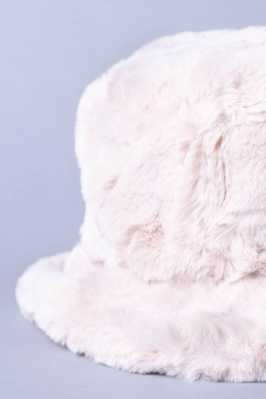 Ivory Faux Fur Bucket Hat