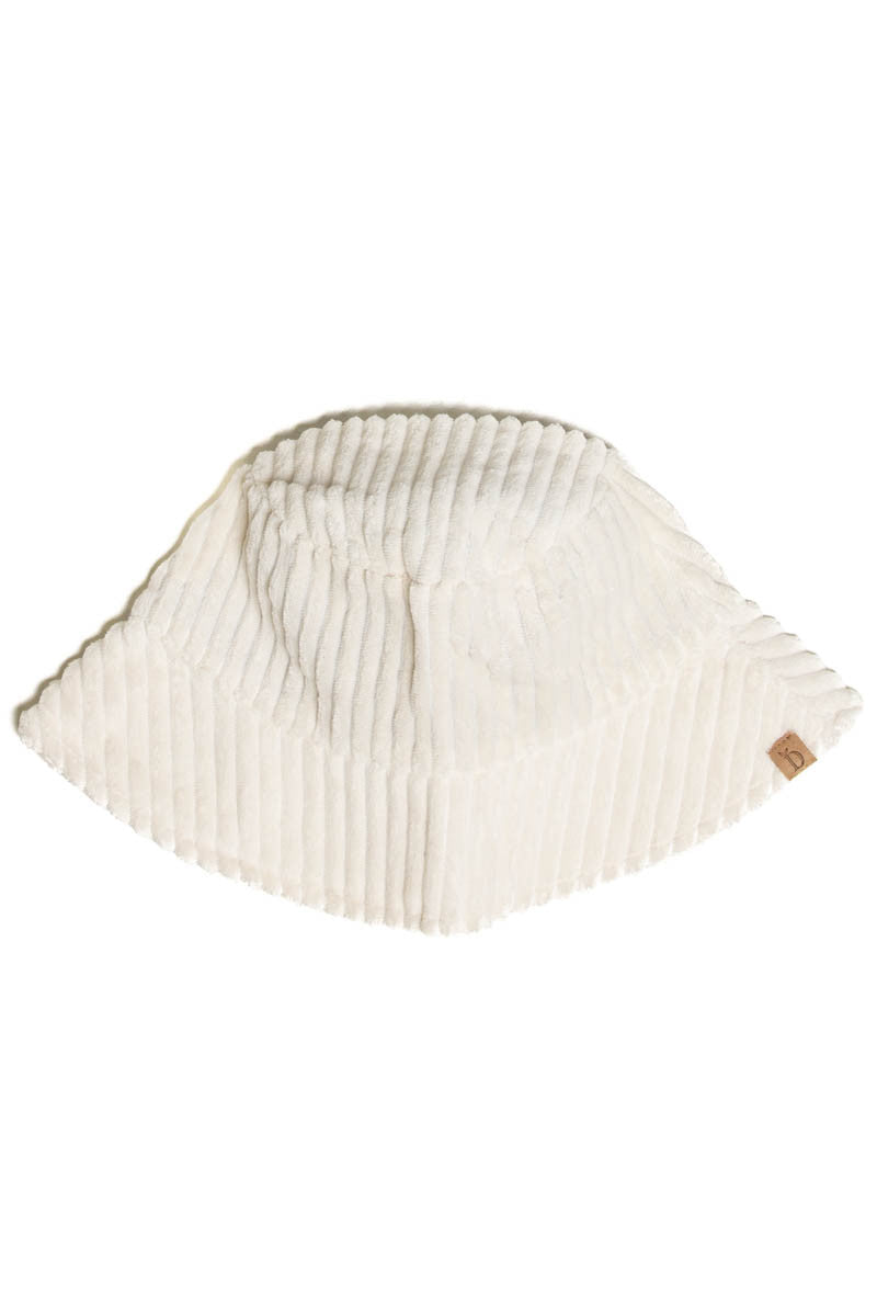 Ivory Wide Corduroy Bucket Hat