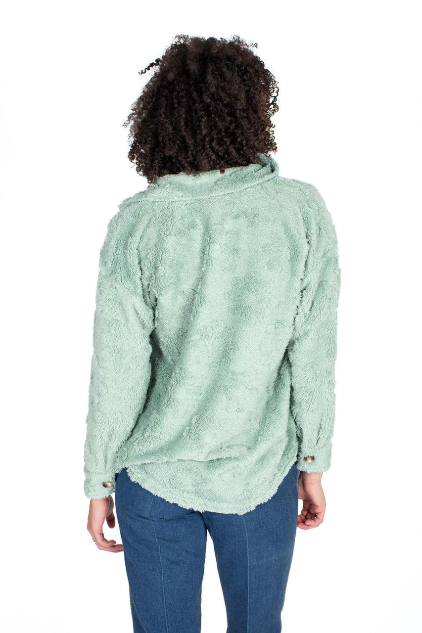 Jade Embossed Daisy Plush Jacket