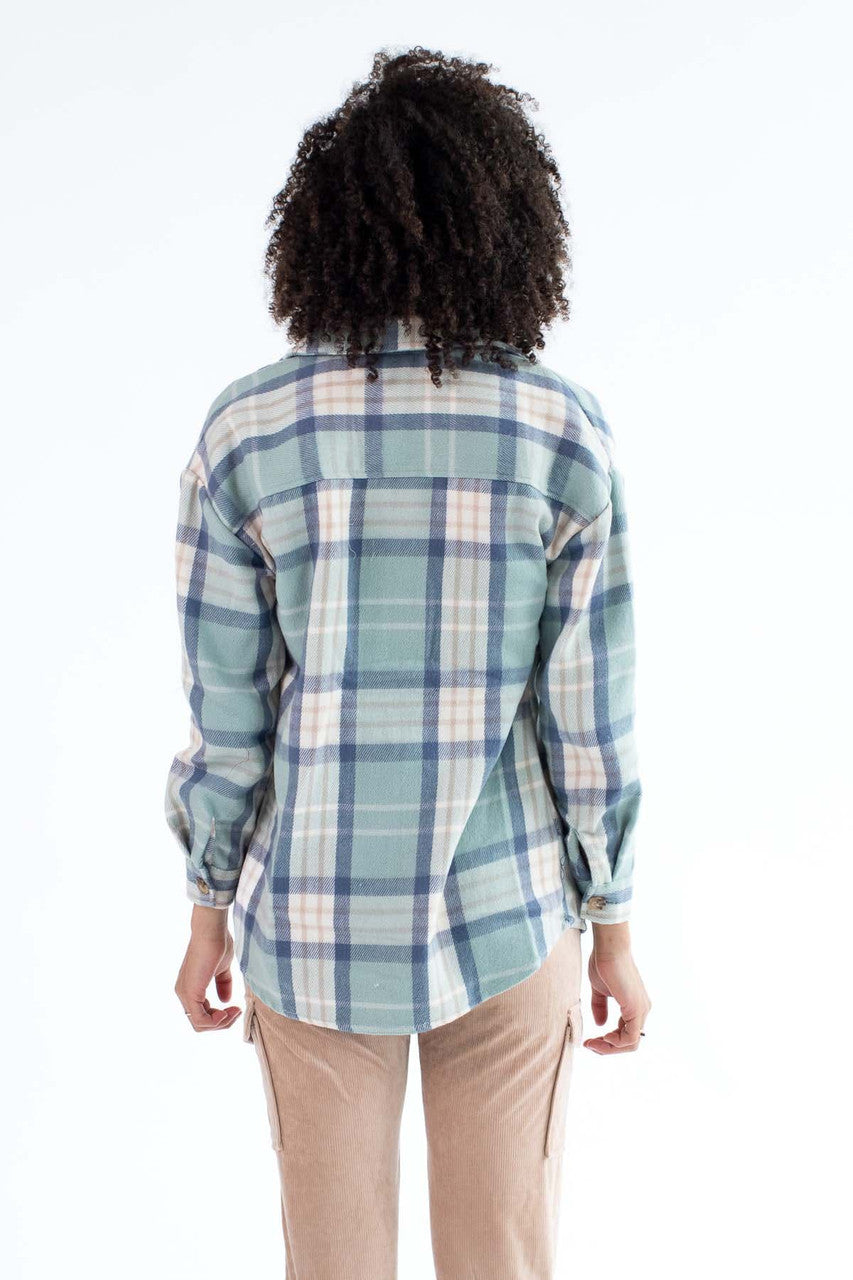 Jade & White Oversized Plaid Shacket