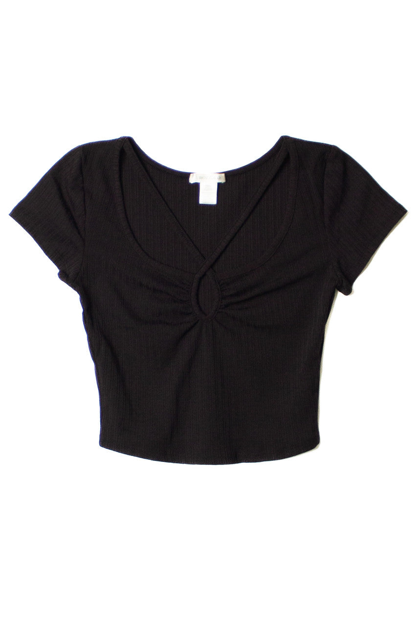 Black Strap & Keyhole Detail Crop Top