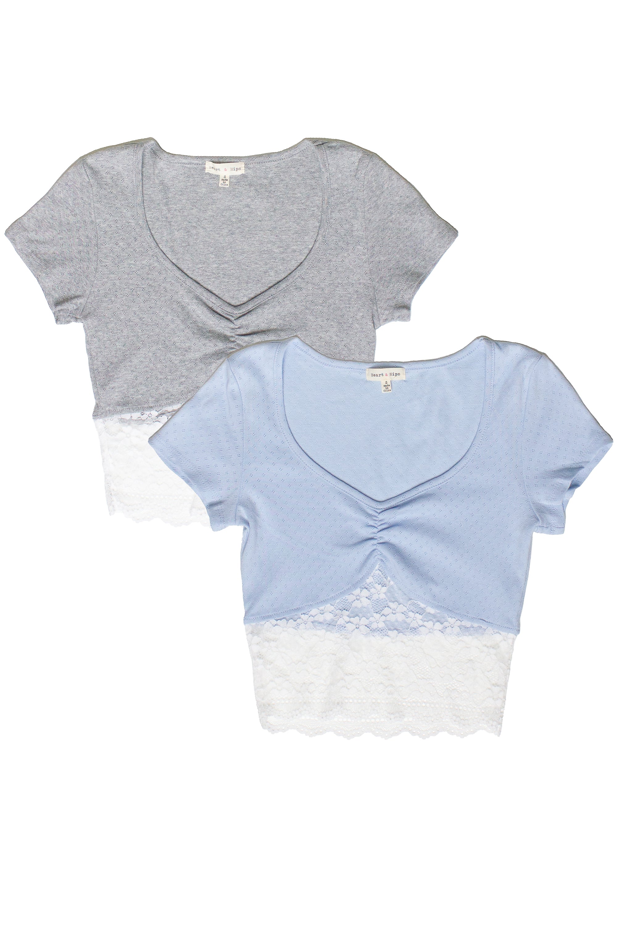 Lace Hem Crop Tees