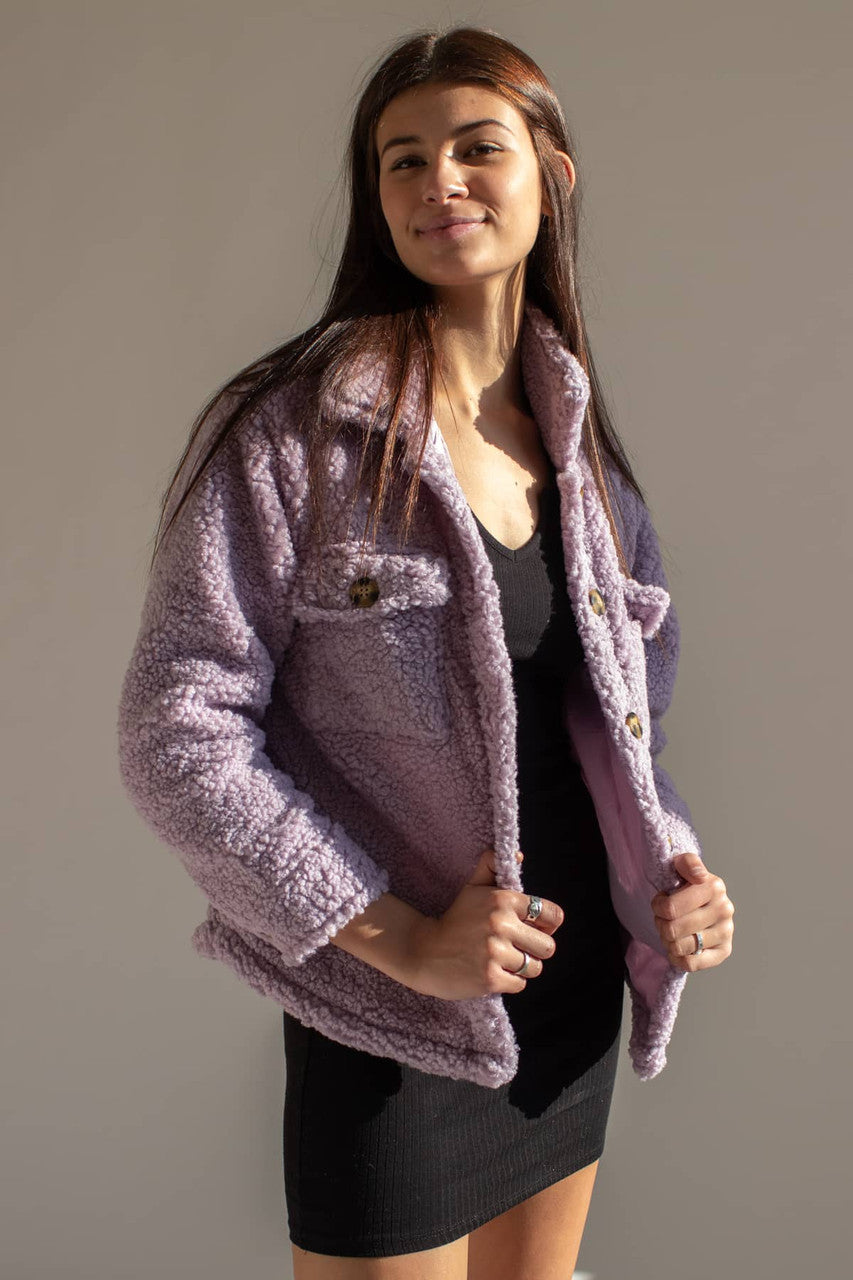 Lavender Sherpa Shacket