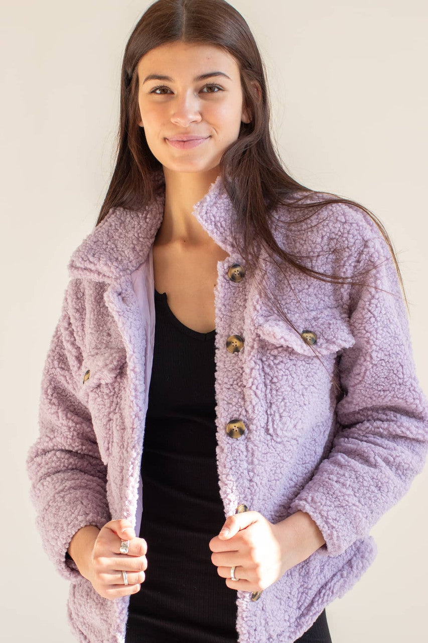 Lavender Sherpa Shacket