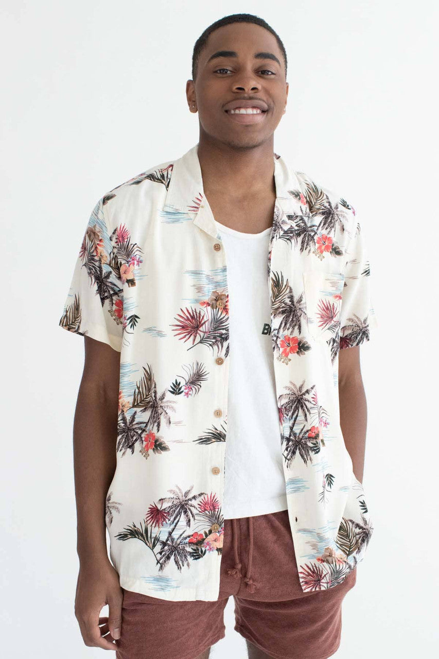 Leafy Palm Tree Sketches Hawaiian Shirt