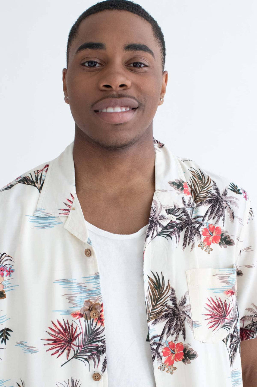 Leafy Palm Tree Sketches Hawaiian Shirt