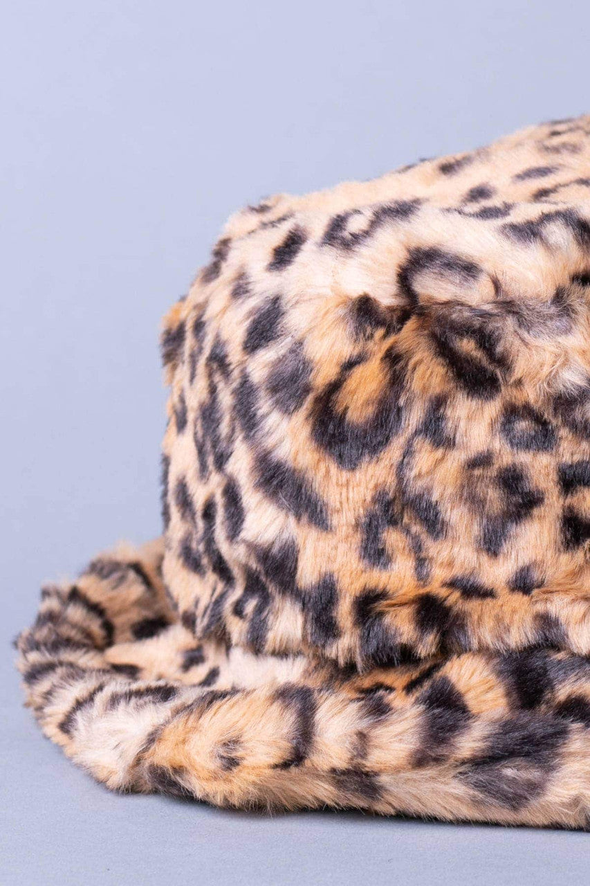 Leopard Faux Fur Bucket Hat