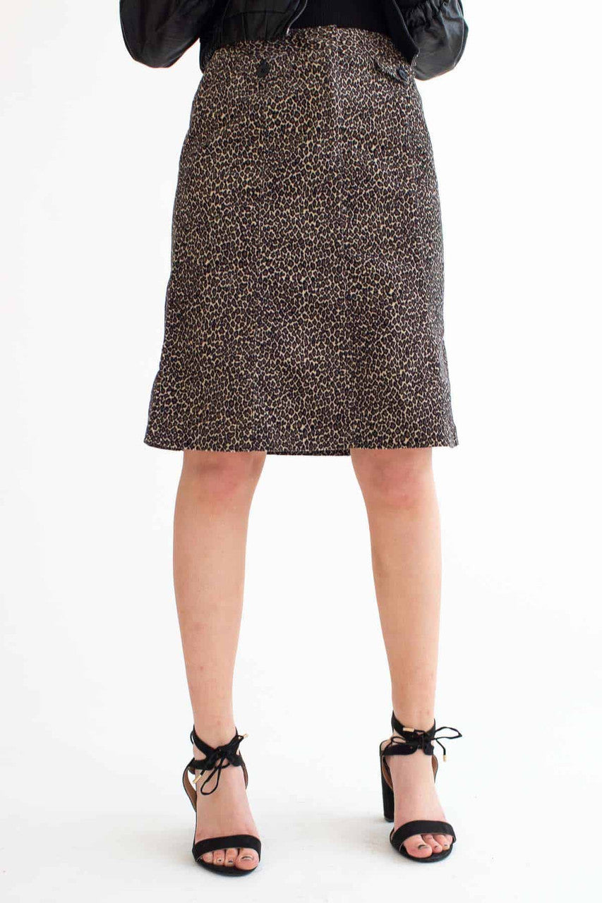 Leopard Print Corduroy Skirt