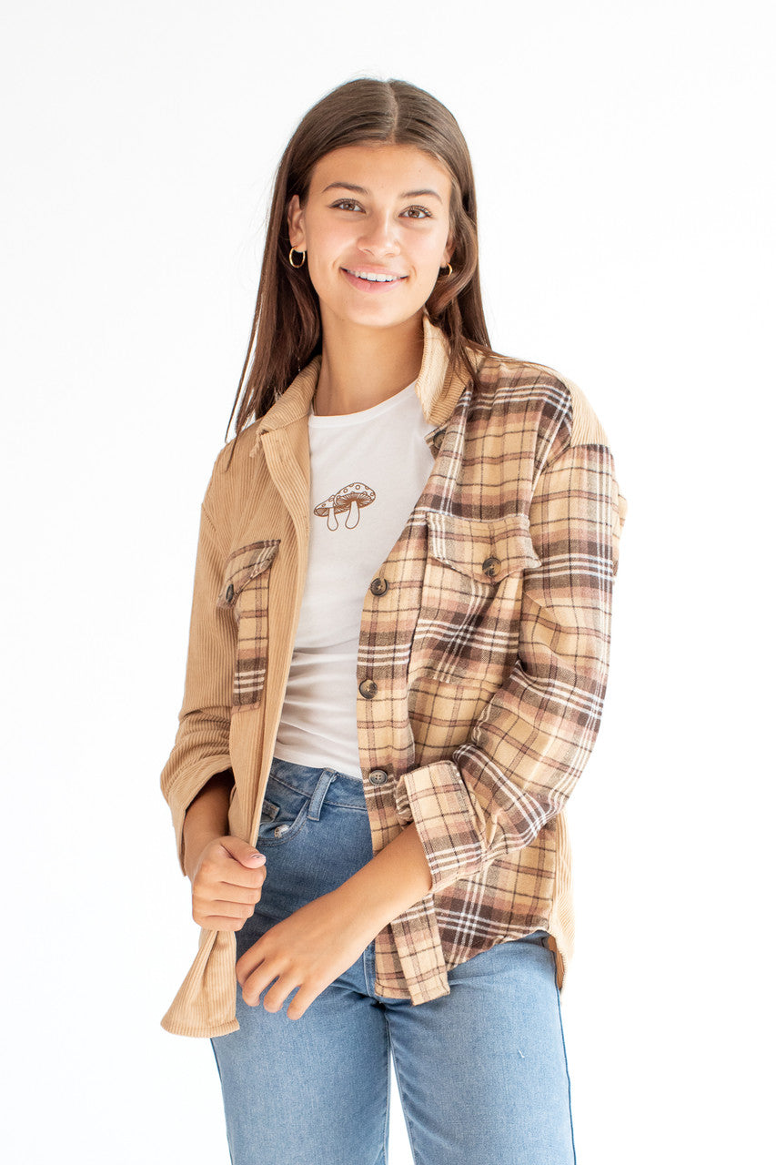 Light Brown Corduroy Flannel Shirt