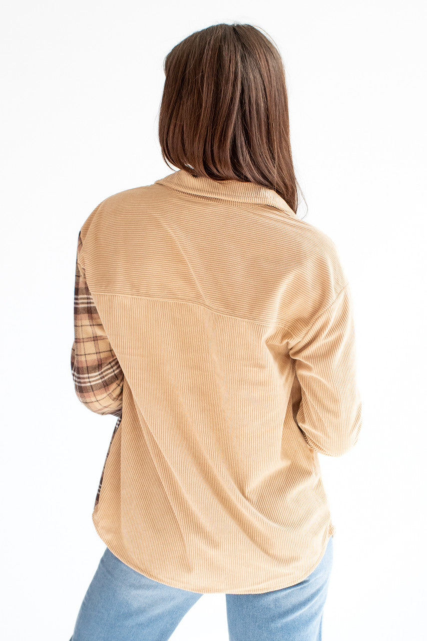 Light Brown Corduroy Flannel Shirt