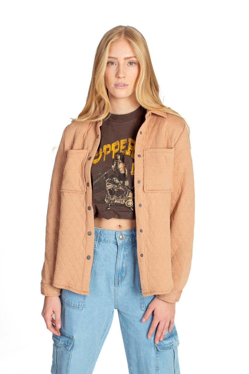 Light Brown Diamond Quilted Sweat Jacket