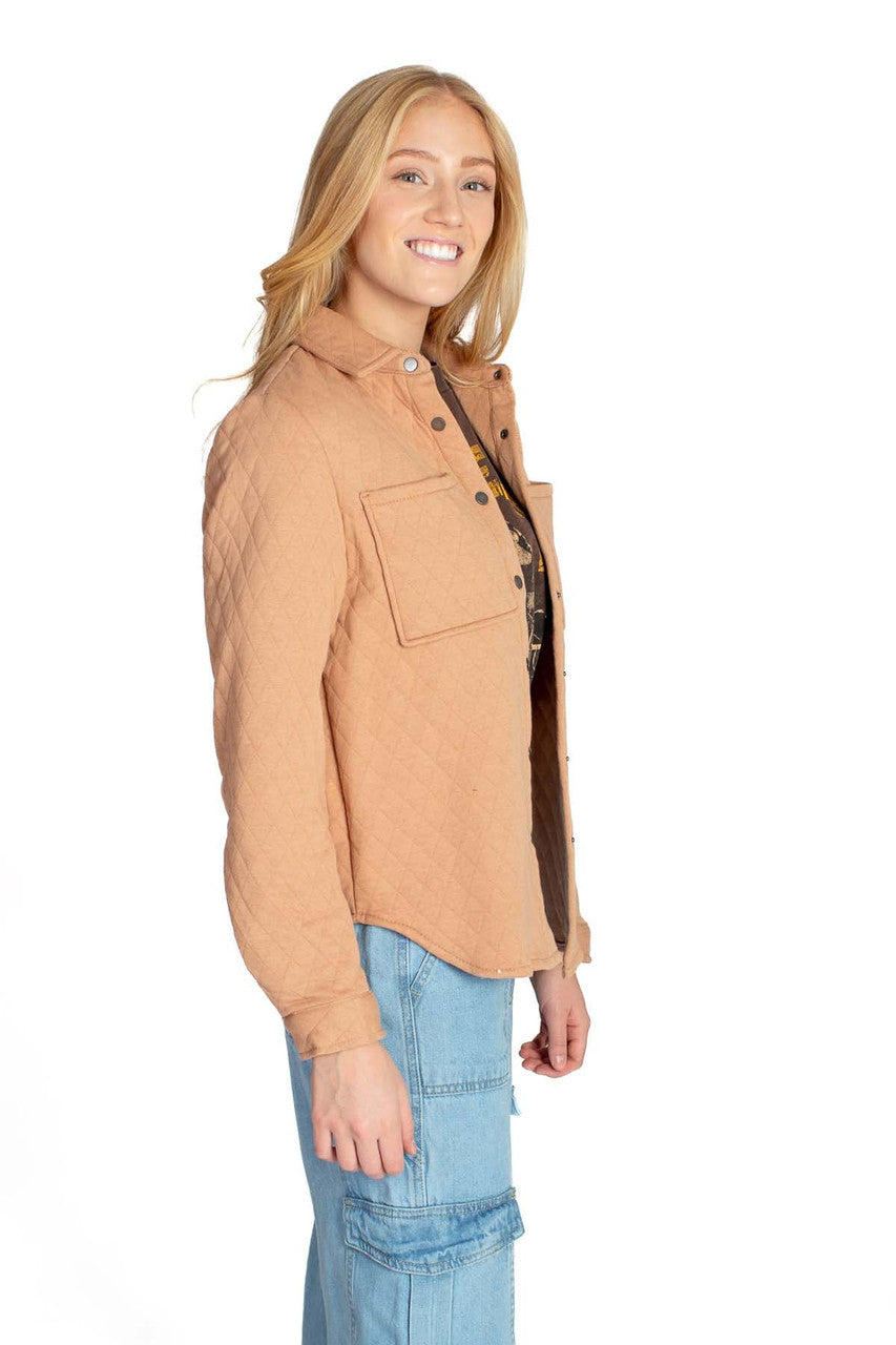 Light Brown Diamond Quilted Sweat Jacket