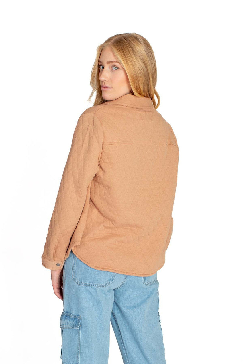 Light Brown Diamond Quilted Sweat Jacket