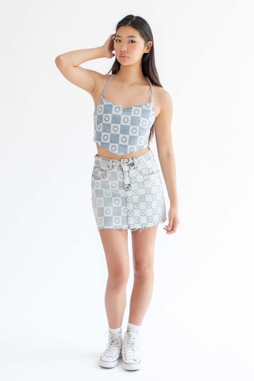 Light Daisy Denim Skirt