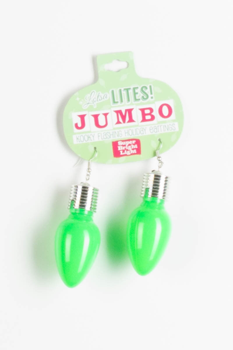 Green Light up Bulb Earrings