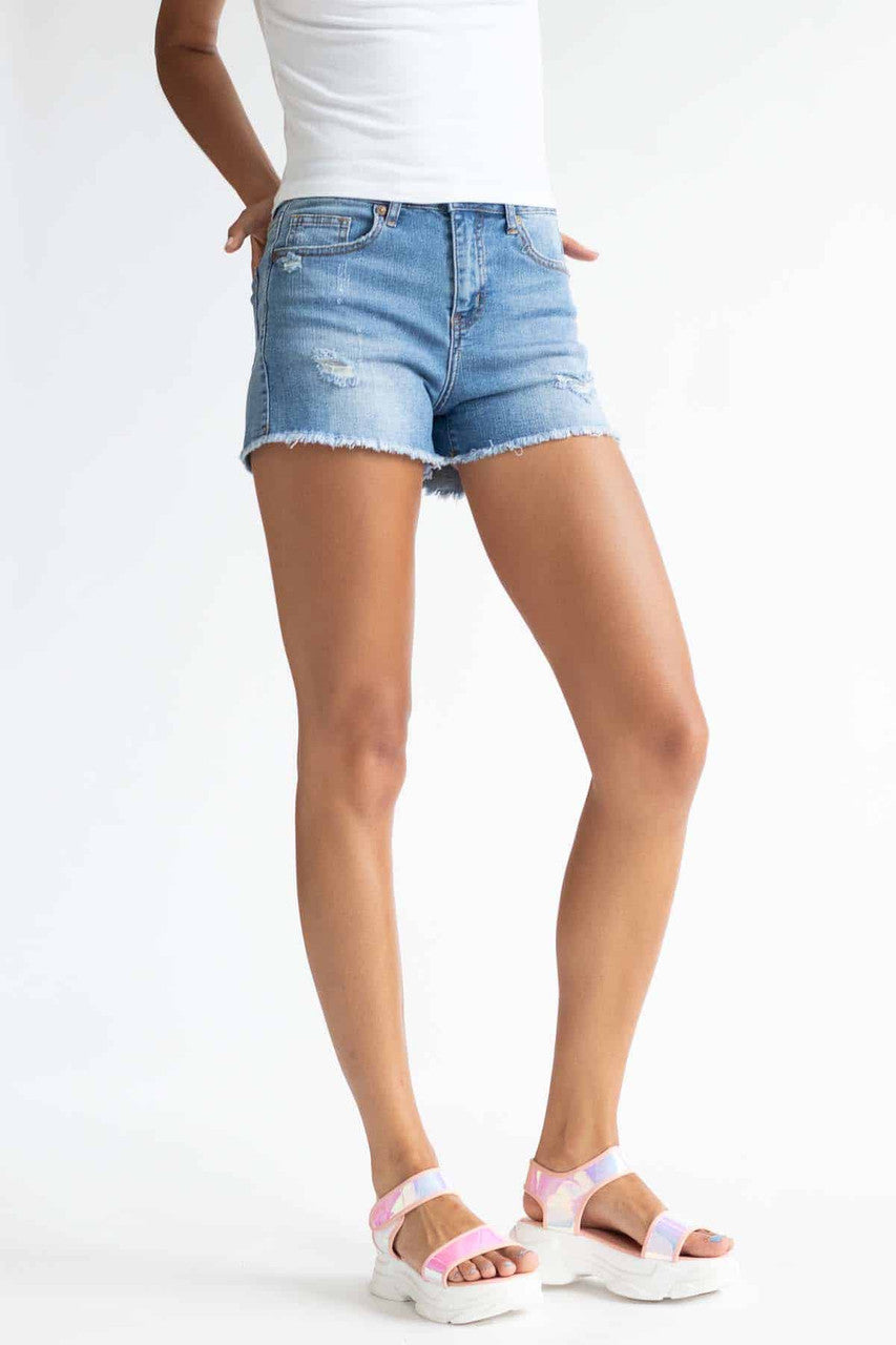 Light Wash Classic Cut Off Denim Shorts