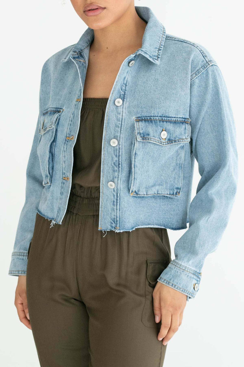 Light Wash Cropped Denim Jacket
