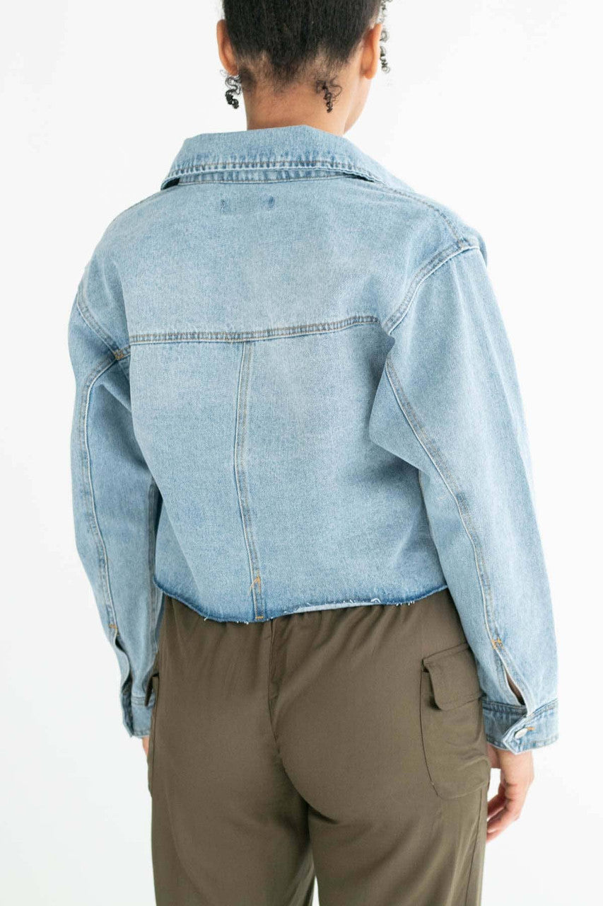 Light Wash Cropped Denim Jacket