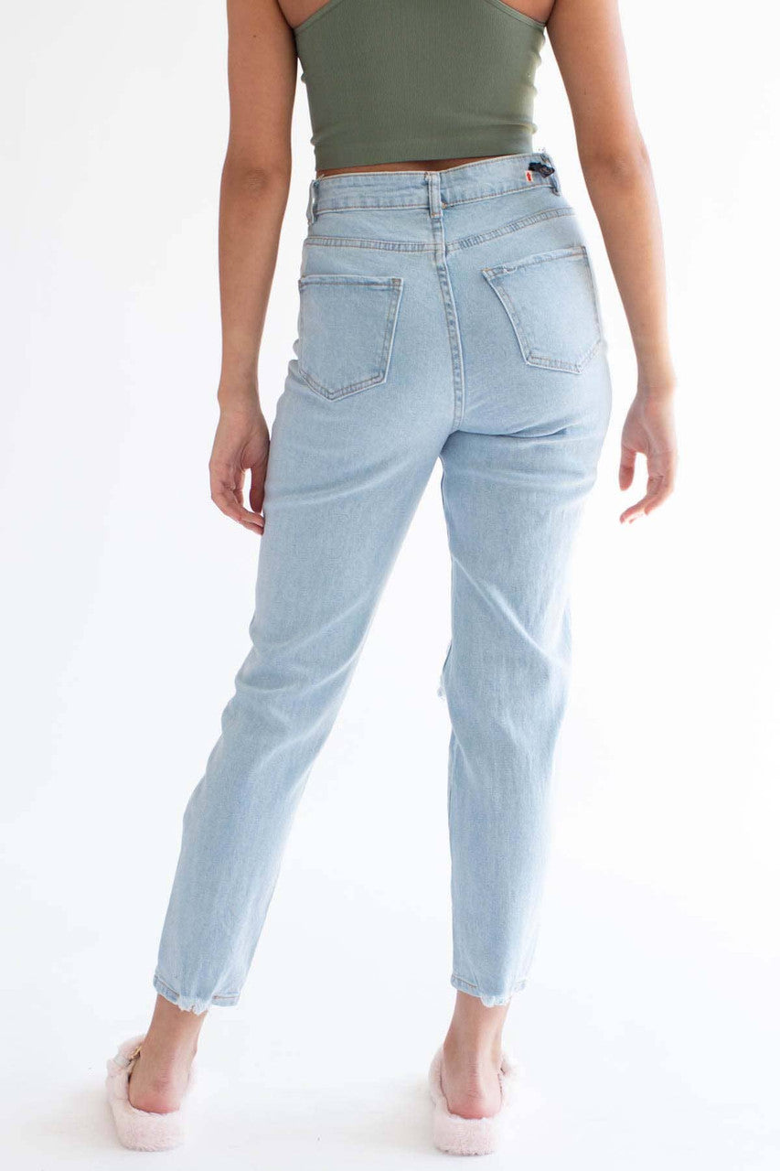 Light Wash Distressed Mom Jeans