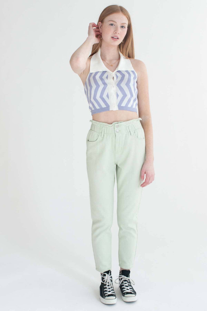 Lilac Button Front Collared Halter Top