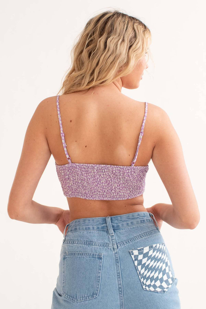 Lilac Daisy Milkmaid Ruched Crop Cami