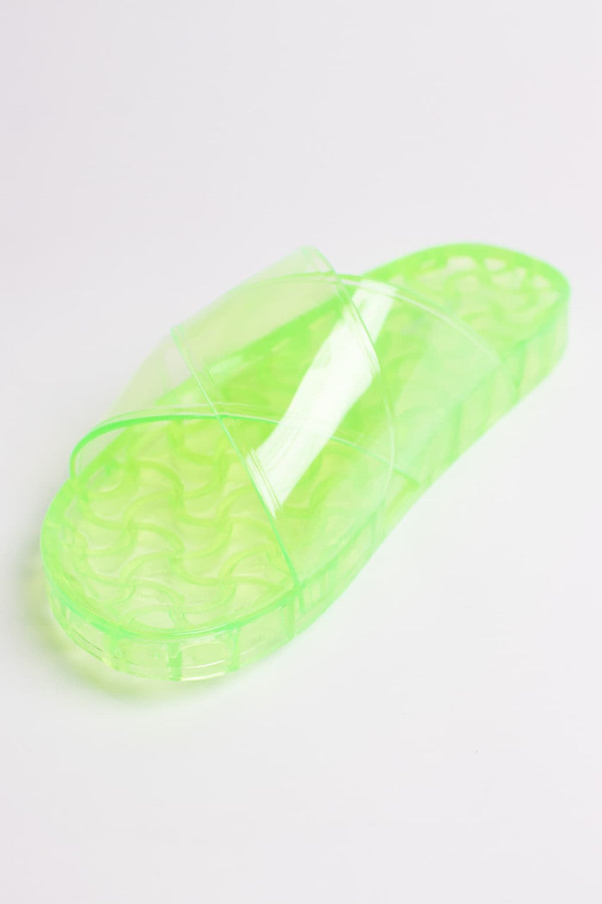 Lime Jelly Cross Strap Slides