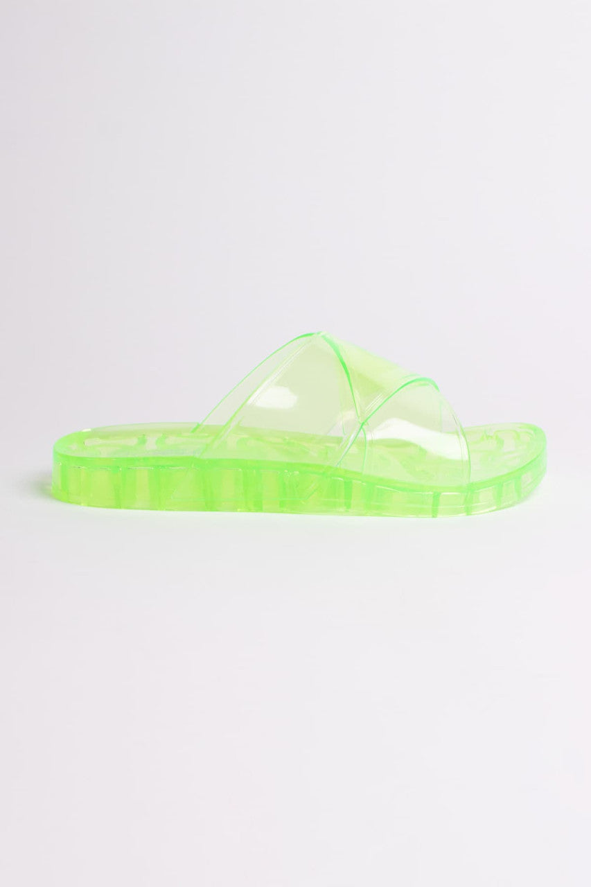 Lime Jelly Cross Strap Slides