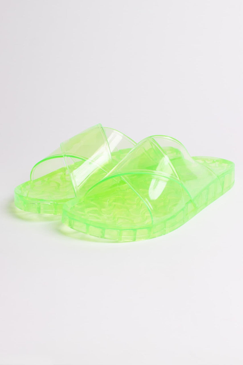 Lime Jelly Cross Strap Slides