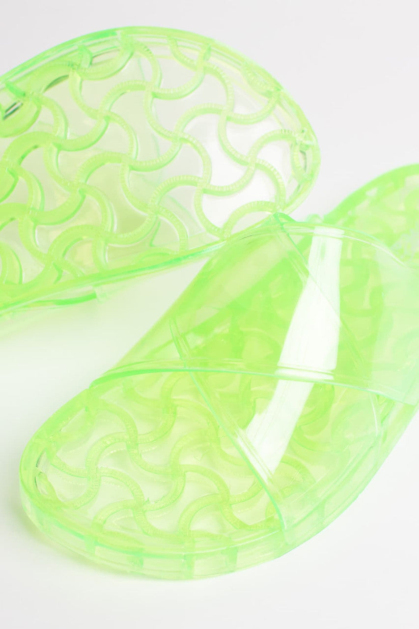 Lime Jelly Cross Strap Slides