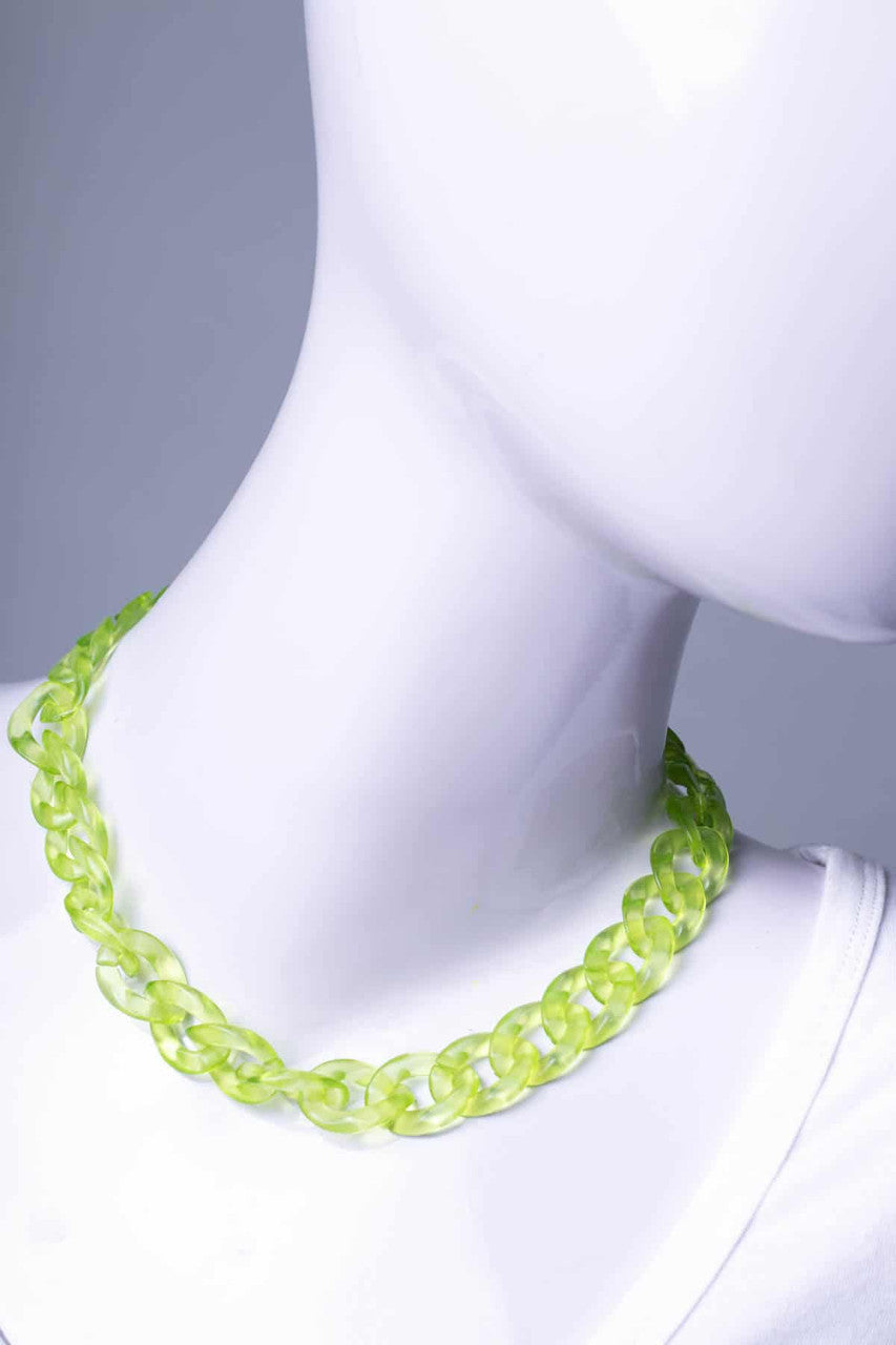Lime Lucite Chain Necklace