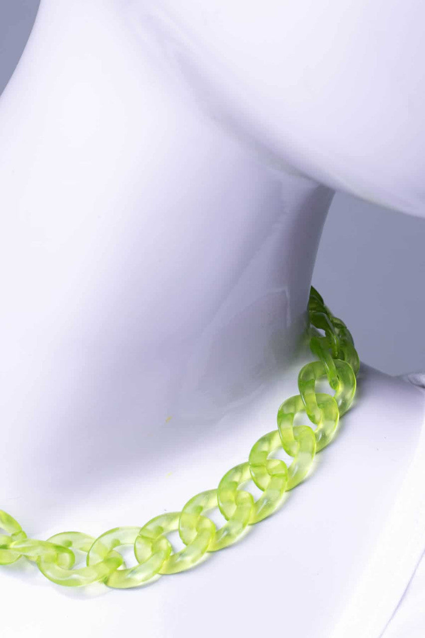 Lime Lucite Chain Necklace