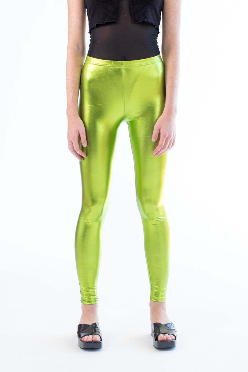 Lime Metallic Leggings