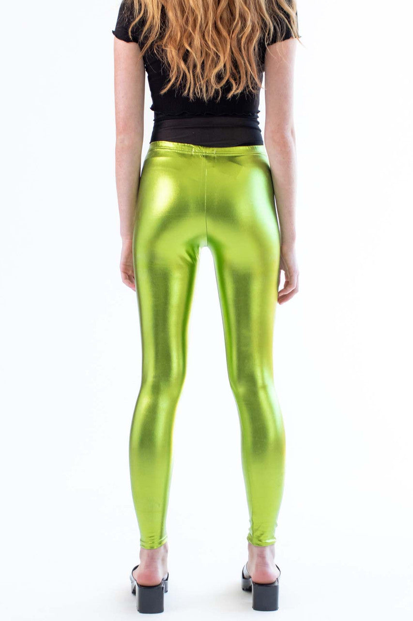 Lime Metallic Leggings