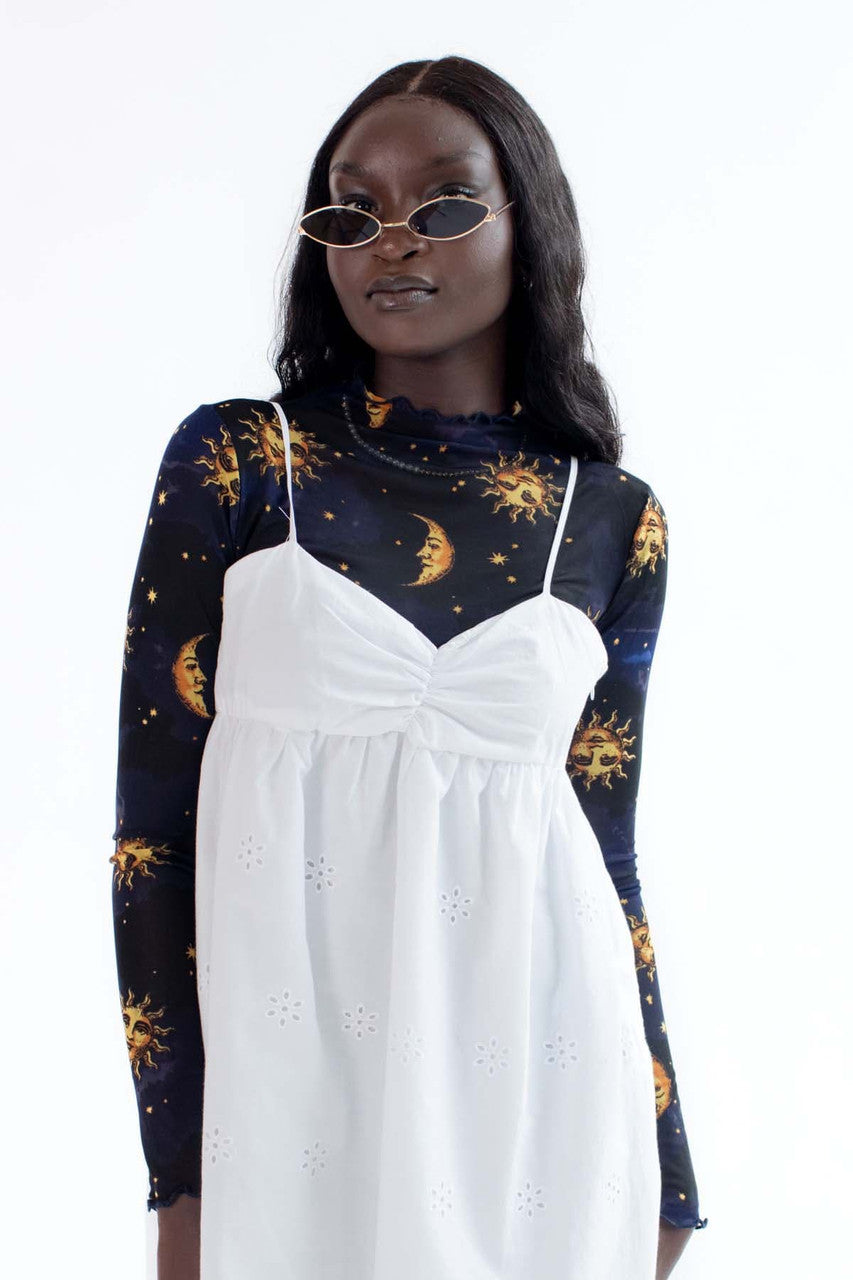Long Sleeve Mesh Celestial Crop Top