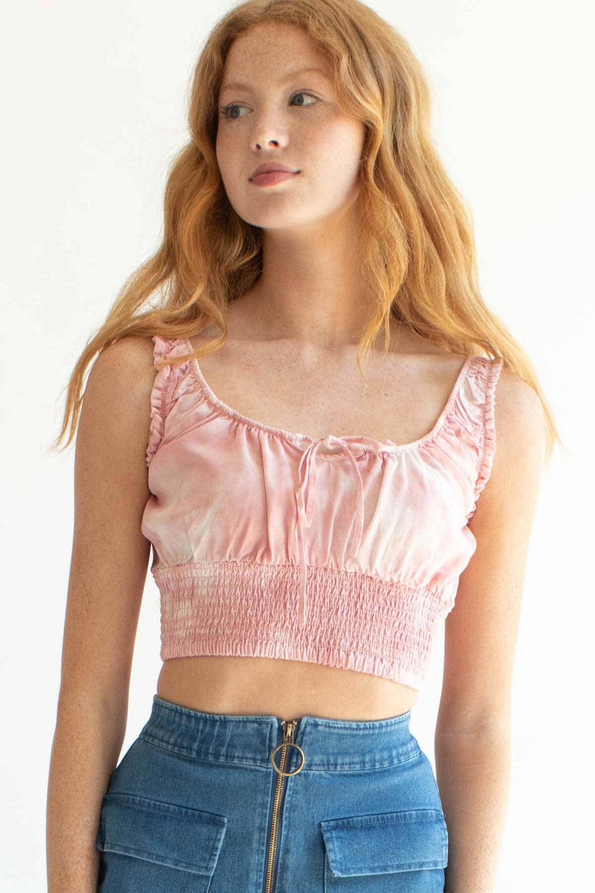 Mauve Cloud Dyed Milkmaid Crop Top