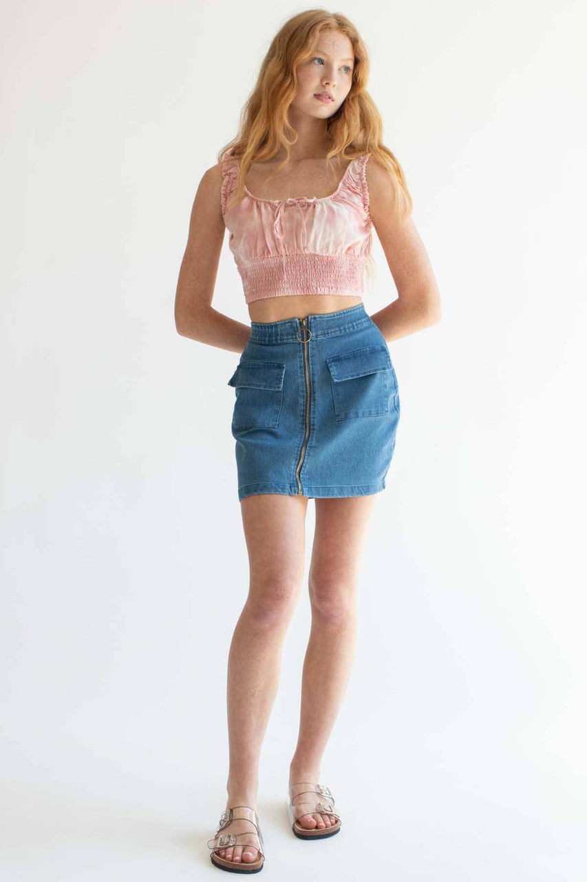 Mauve Cloud Dyed Milkmaid Crop Top