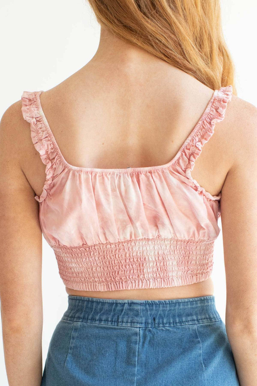 Mauve Cloud Dyed Milkmaid Crop Top