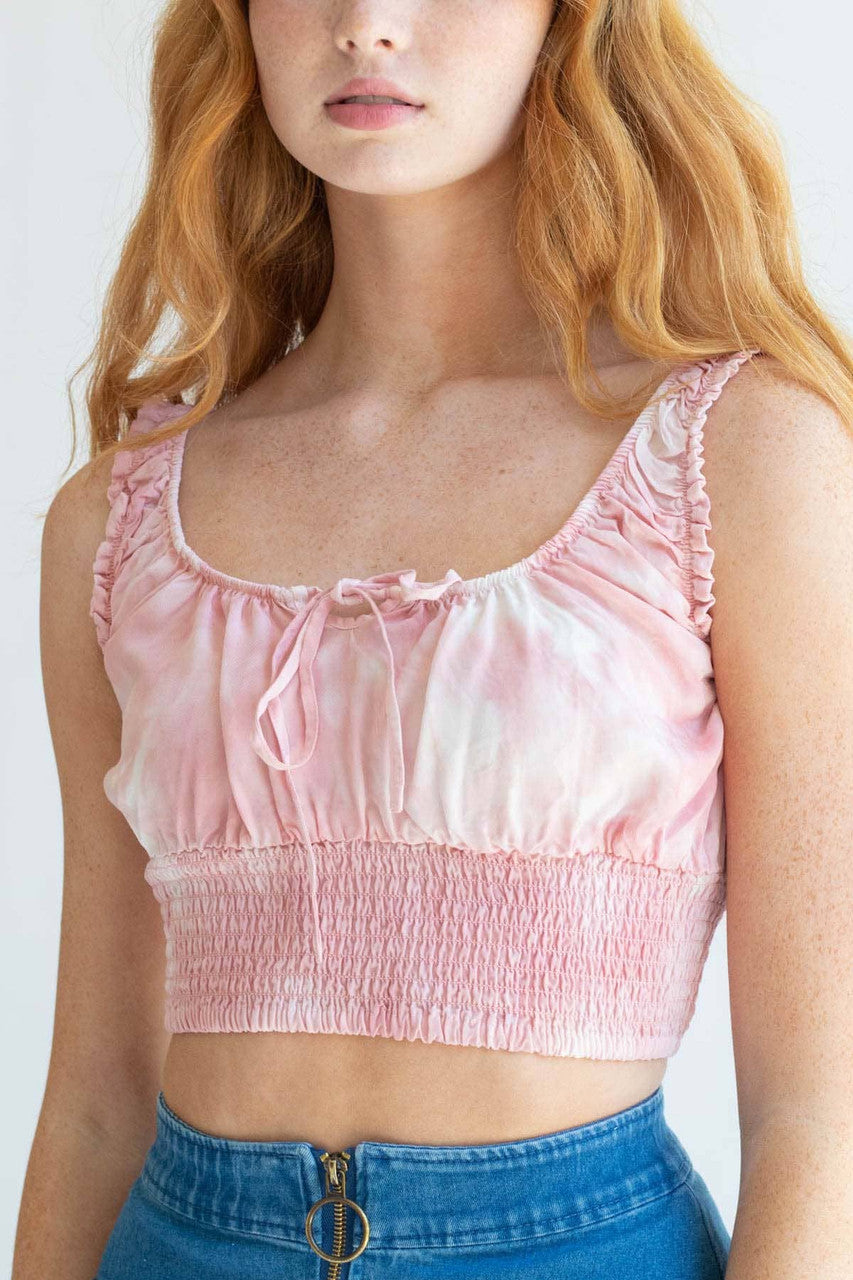 Mauve Cloud Dyed Milkmaid Crop Top